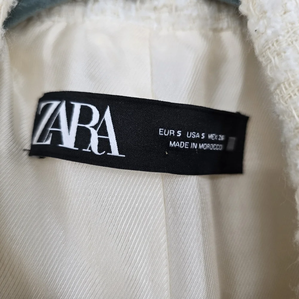 Zara cream tweed Double-Breasted Blazer - Picture 6 of 11